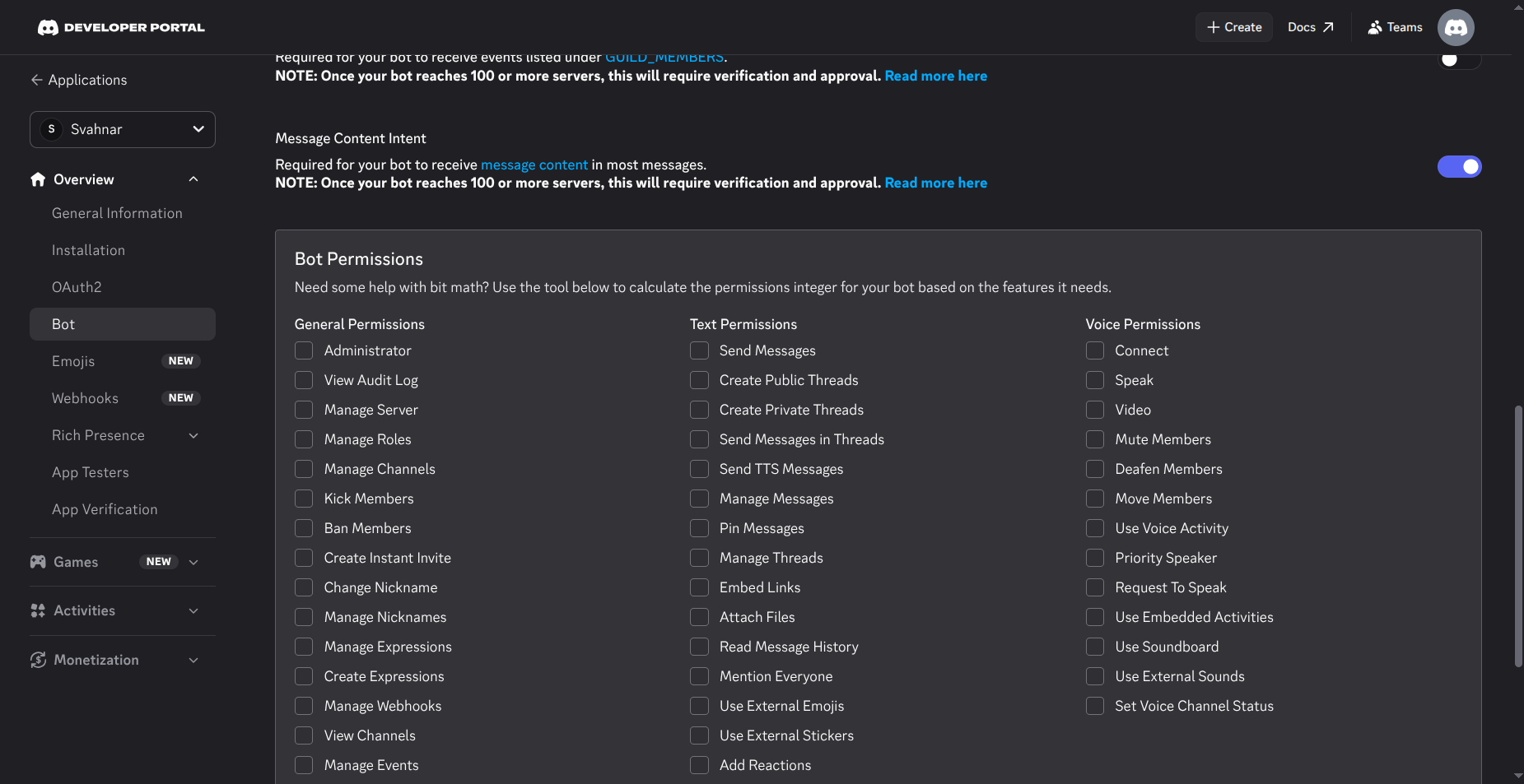 Configure Bot Permissions