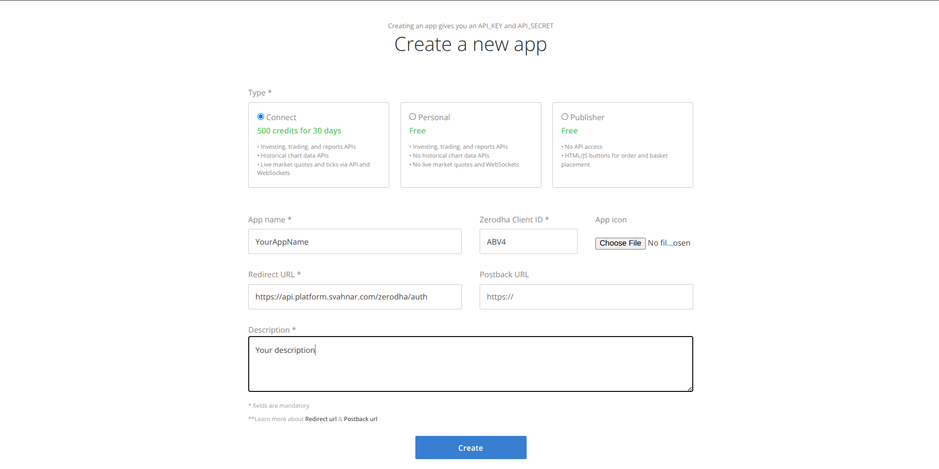 Create a Kite Connect App