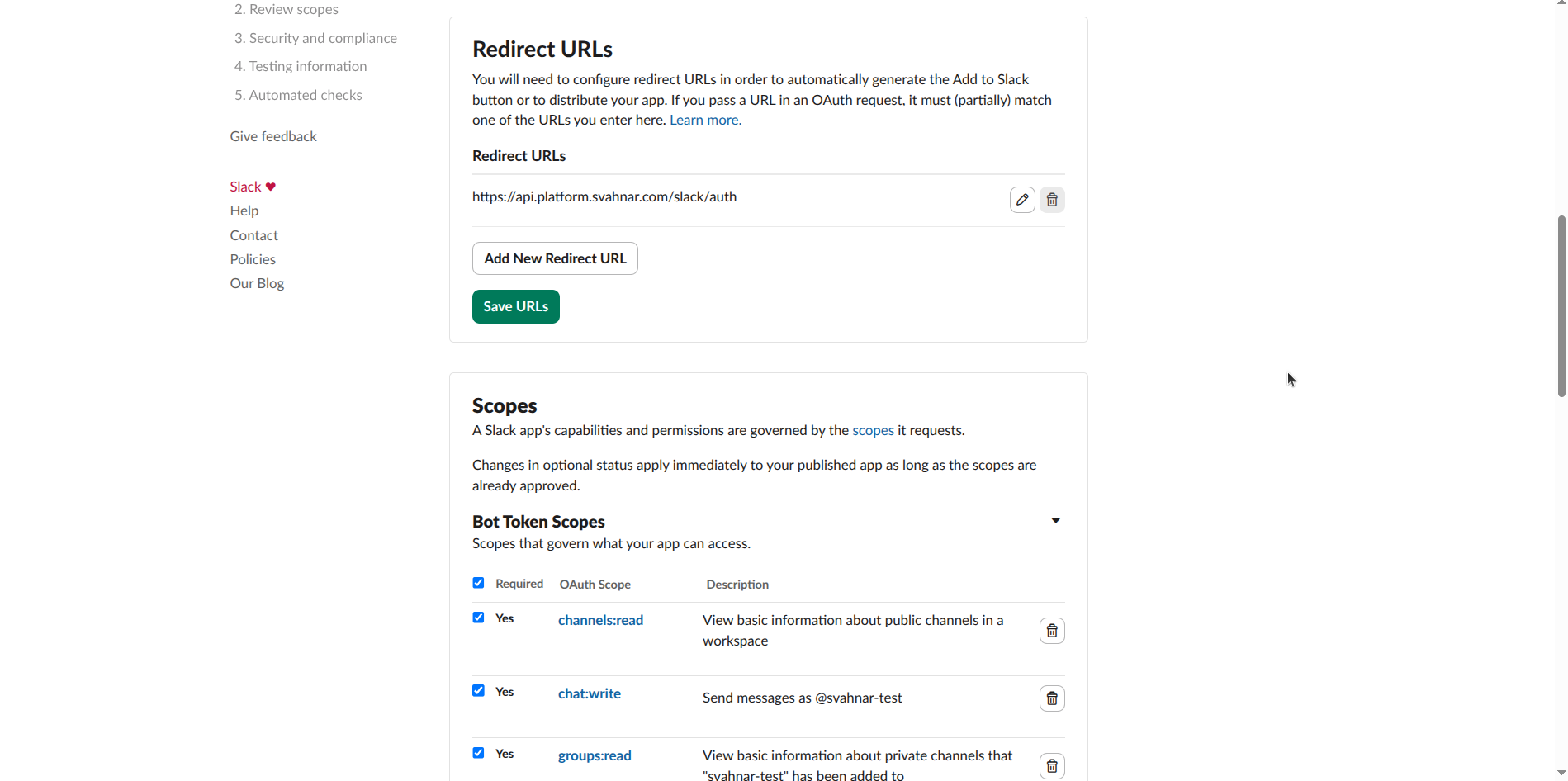 Configure Redirect URL